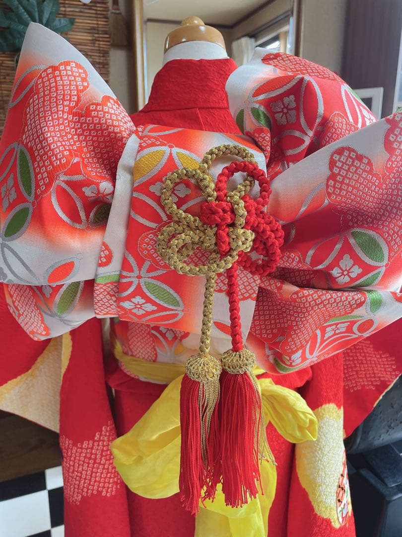 七五三7歳様正絹絞り豪華鞠、鼓刺繍フルセット