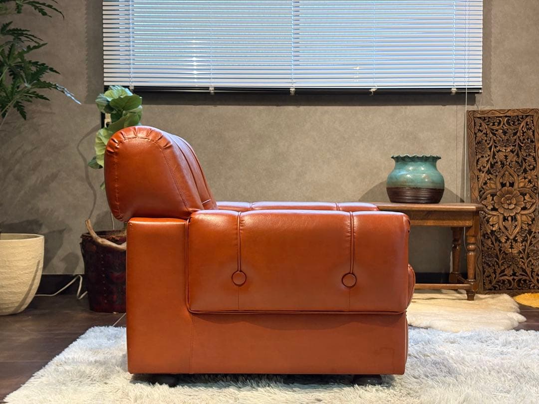 カリモク　karimoku オレンジソファ　タフティング　ヴィンテージ　SG