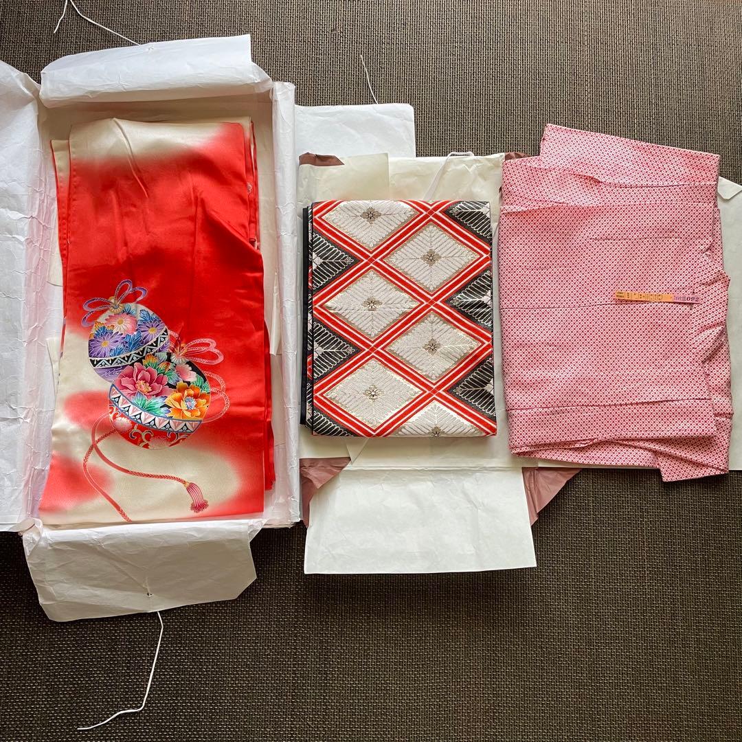 七五三　着物　長襦袢　袋帯　7才　女の子　クリーニング済み