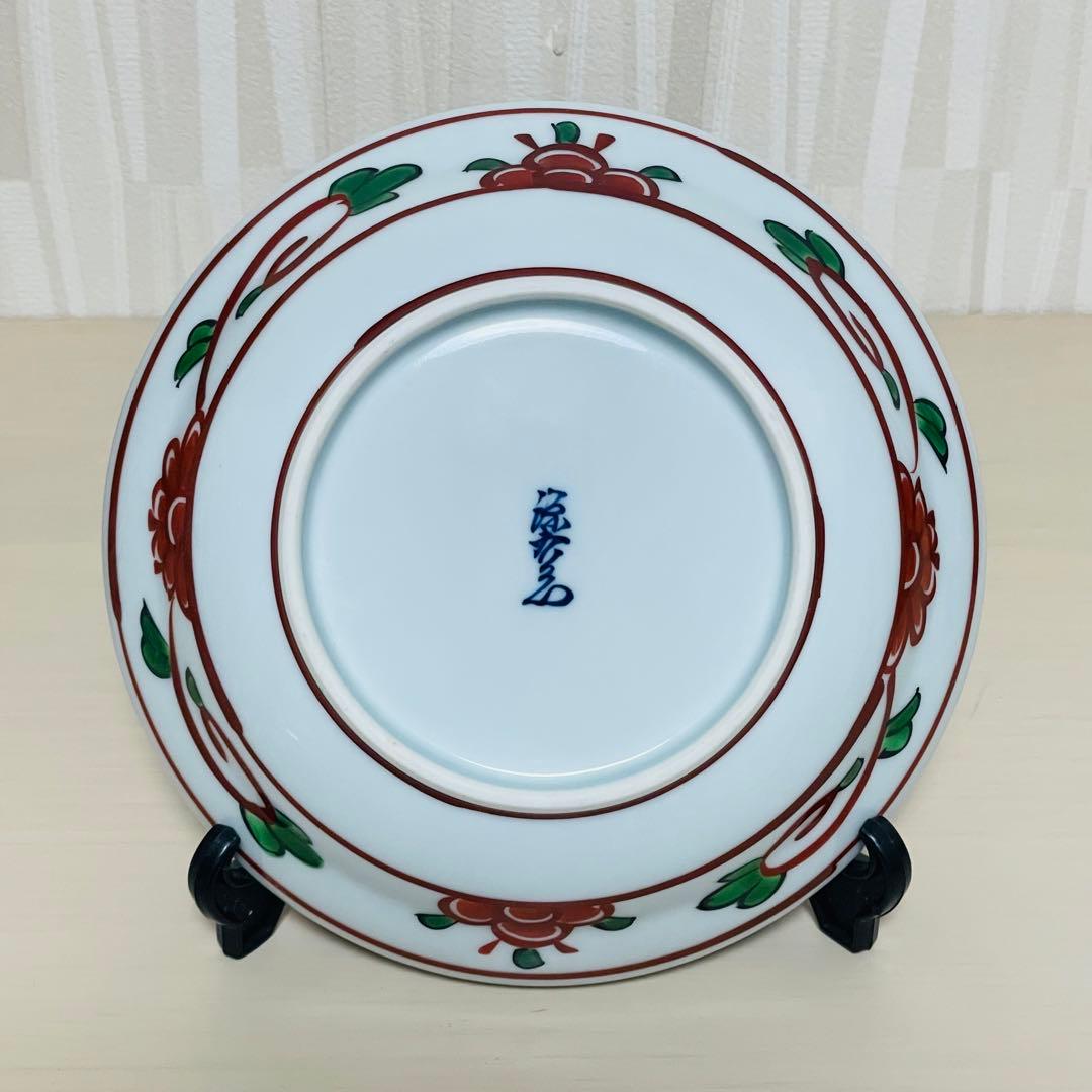 未使用 有田焼 源右衛門 是米木窯 赤呉須花鳥 銘々皿 5枚 皿 プレート