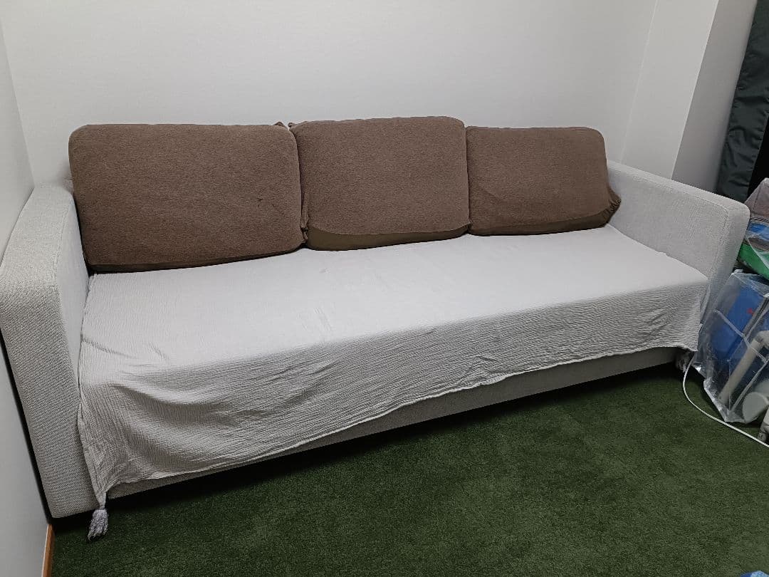 【週末セール中】ニトリ 布張りカウチソファーベット(ノアーク2 GY)