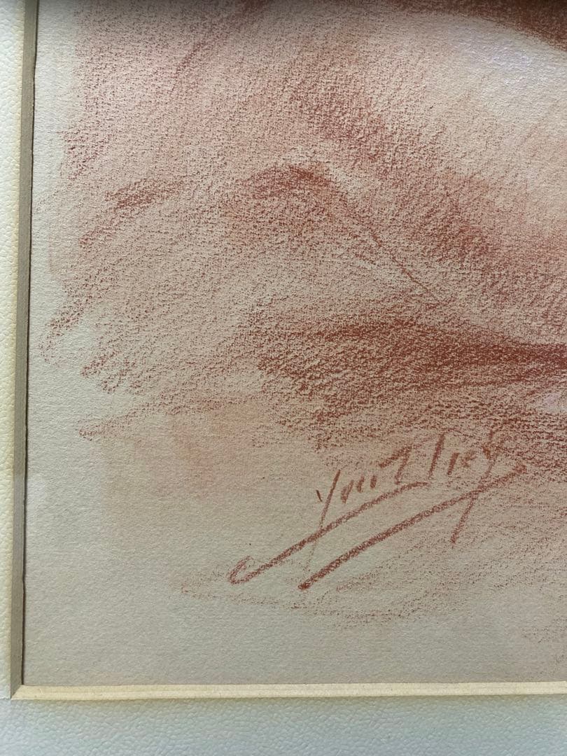 パステル デッサン裸婦人物画【Y Diey】 フランス ビンテージ 1973年作