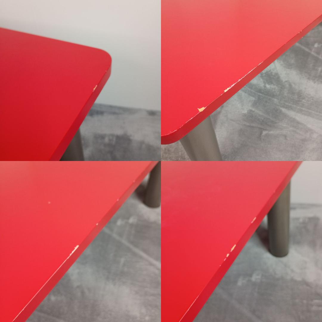 かわいい赤いテーブル　センターテーブル　折りたたみレトロ感あり　90-60-32