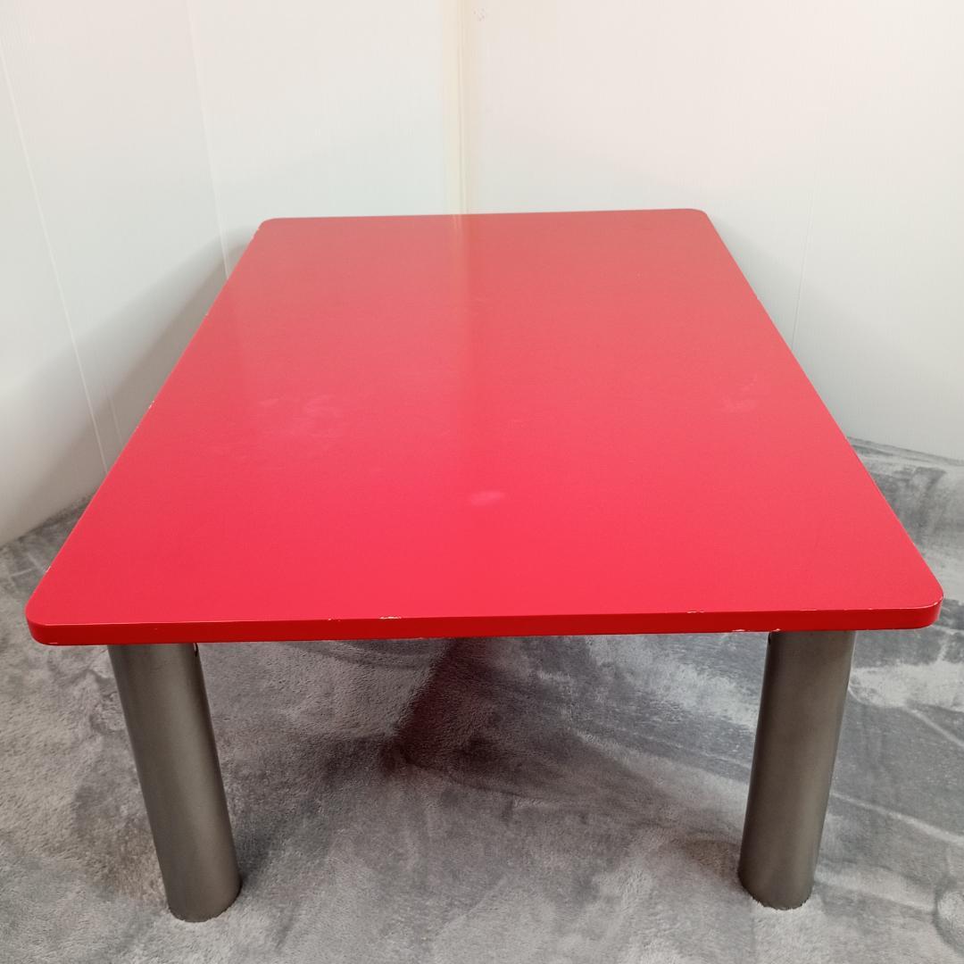かわいい赤いテーブル　センターテーブル　折りたたみレトロ感あり　90-60-32