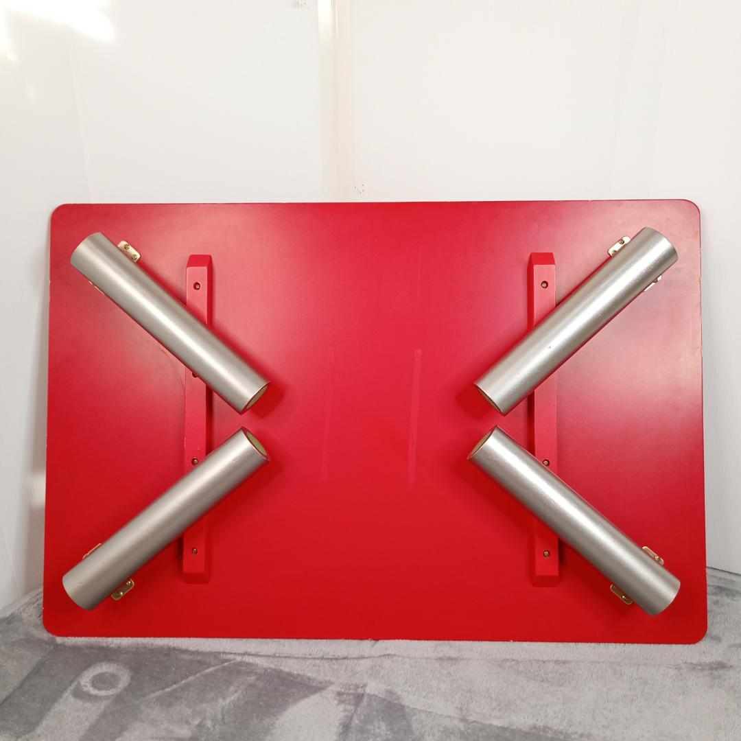 かわいい赤いテーブル　センターテーブル　折りたたみレトロ感あり　90-60-32