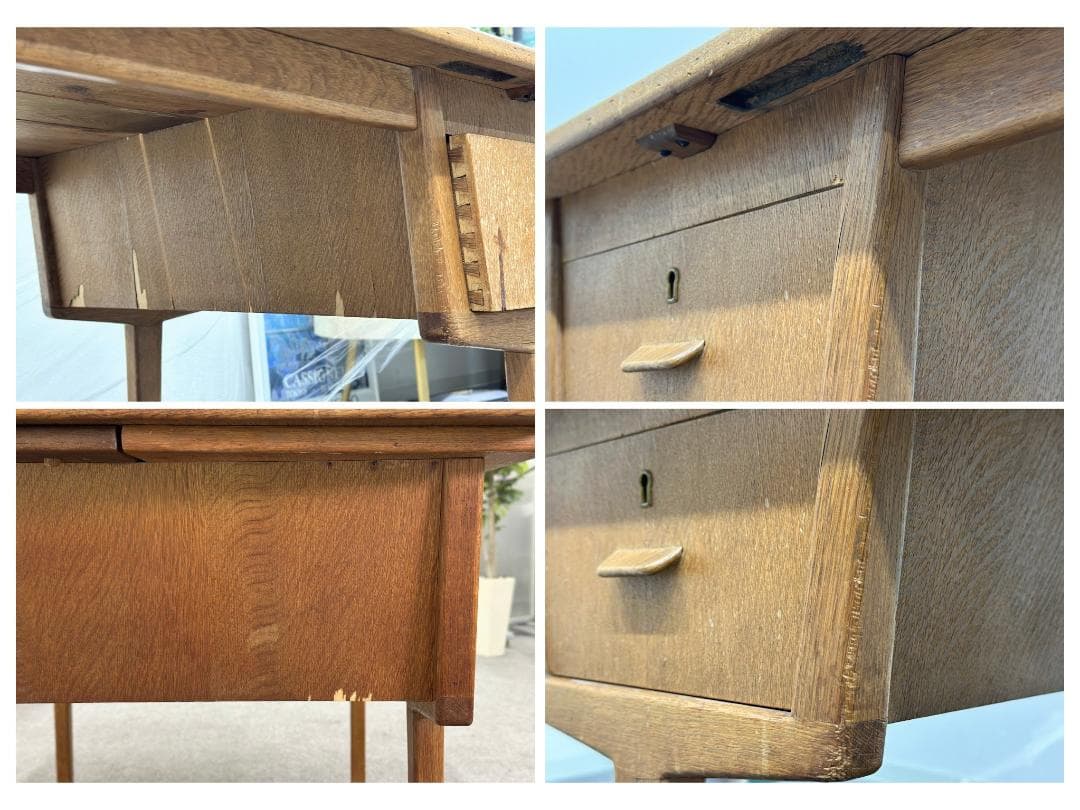 北欧ヴィンテージ　デンマーク　デスク　両面引き出し　天板拡張　ダイニングテーブル