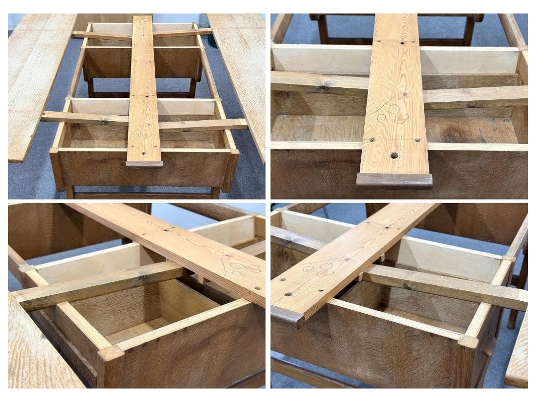 北欧ヴィンテージ　デンマーク　デスク　両面引き出し　天板拡張　ダイニングテーブル