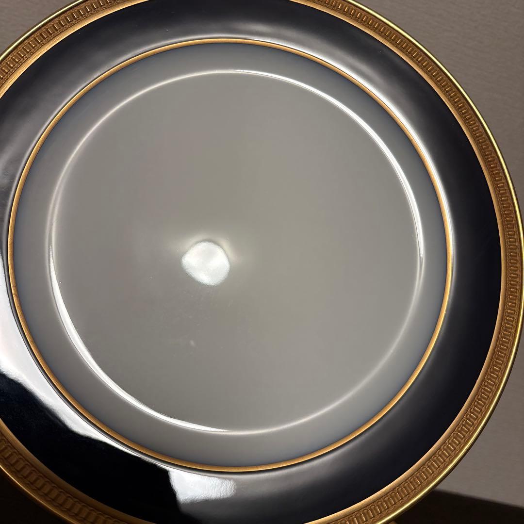 大倉陶園　ロイヤルブルー　瑠璃クラウンエンボス　ディナープレート　25.5cm