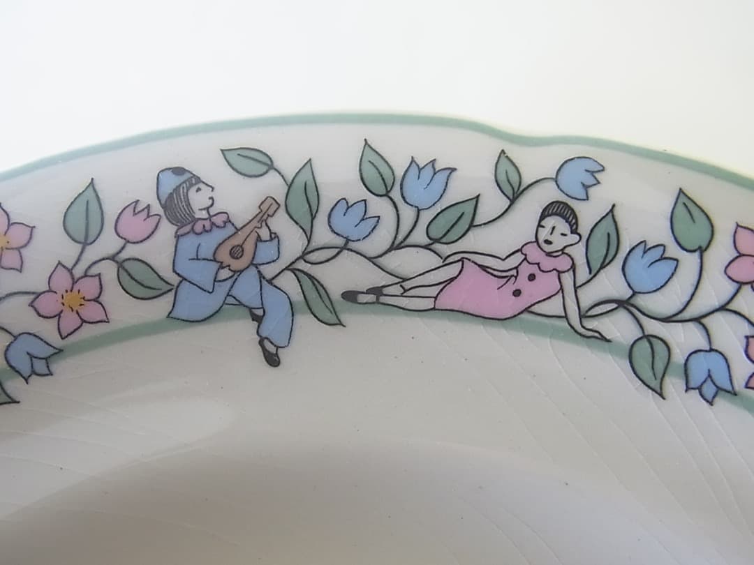 未使用・箱入 フランス GIEN ジアン ピエロとコロンビーヌ プレート6