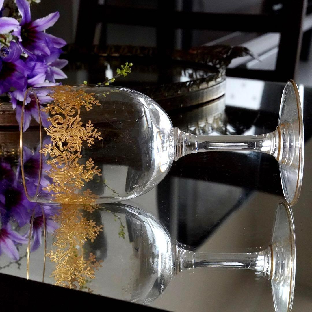 美品オールドバカラBACCARATセヴィーヌ金彩レカミエ★赤ワイングラス 1脚B