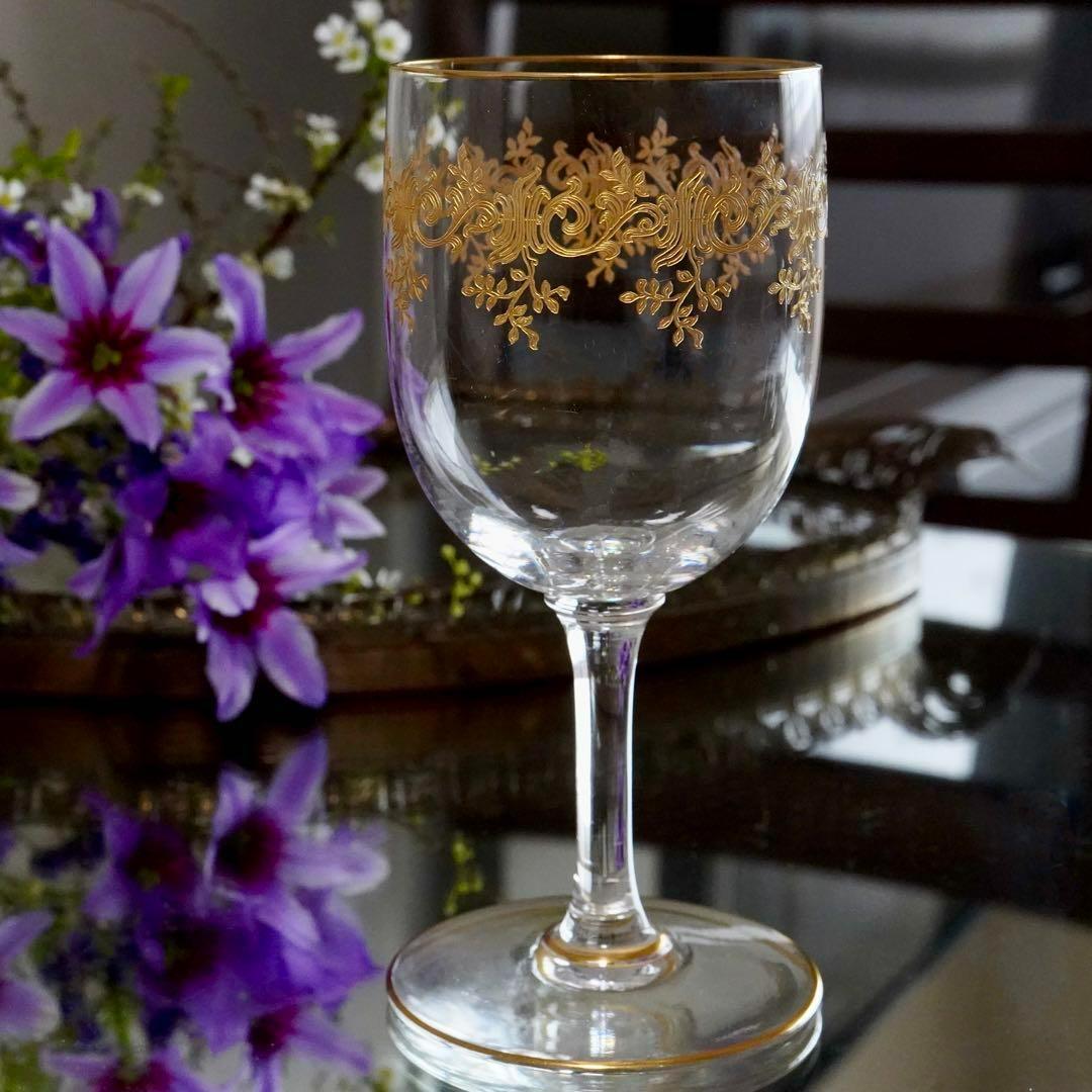 美品オールドバカラBACCARATセヴィーヌ金彩レカミエ★赤ワイングラス 1脚B