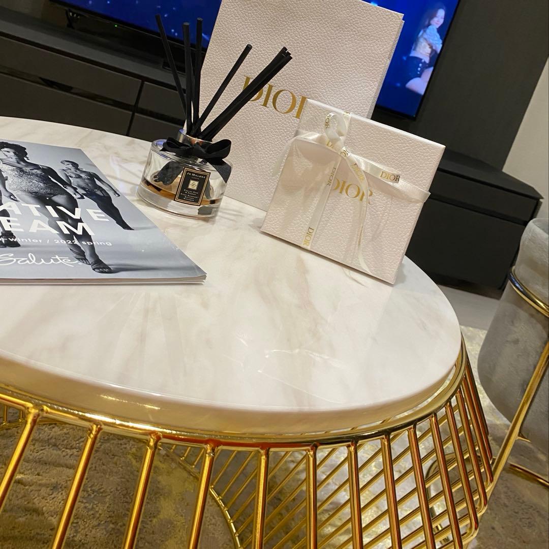 ローテーブル大理石 ゴールド リビング