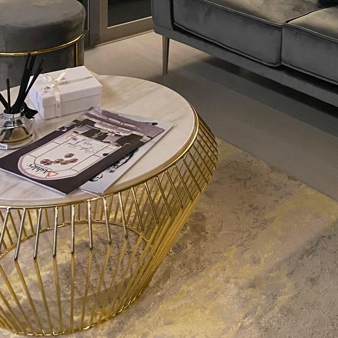 ローテーブル大理石 ゴールド リビング