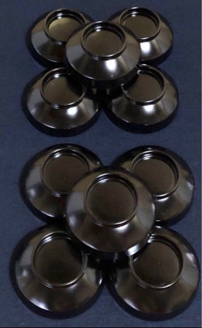 《レ》輪島塗 青漆牡丹彫 蝶 平皿 大小10客 木箱 251113え1