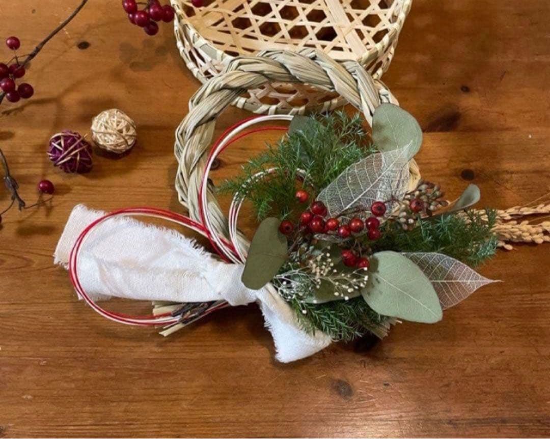 【受注制作】しめ縄　しめ飾り　お正月飾り　玄関飾り　スワッグ　ドライフラワー