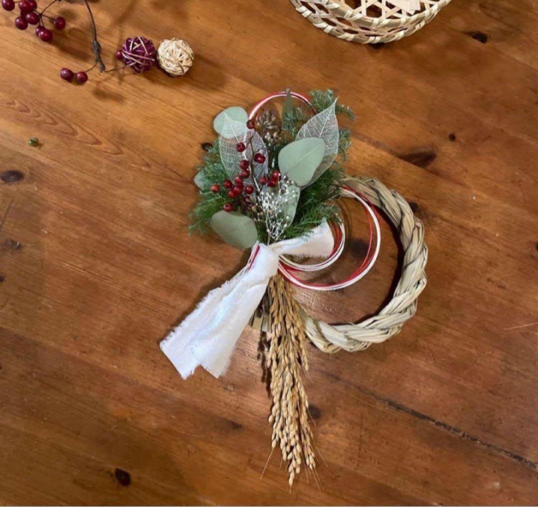 【受注制作】しめ縄　しめ飾り　お正月飾り　玄関飾り　スワッグ　ドライフラワー