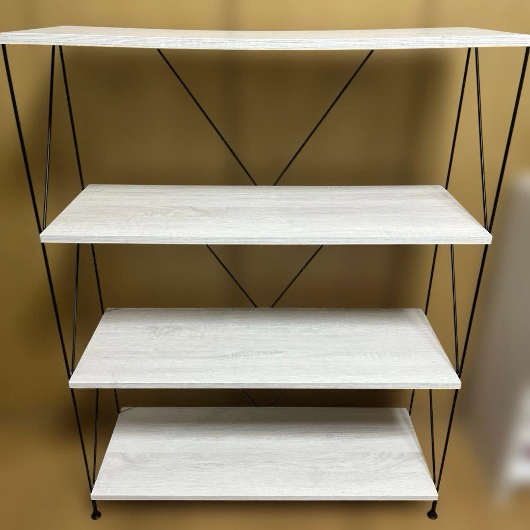 ホワイト木製4段シェルフ 棚