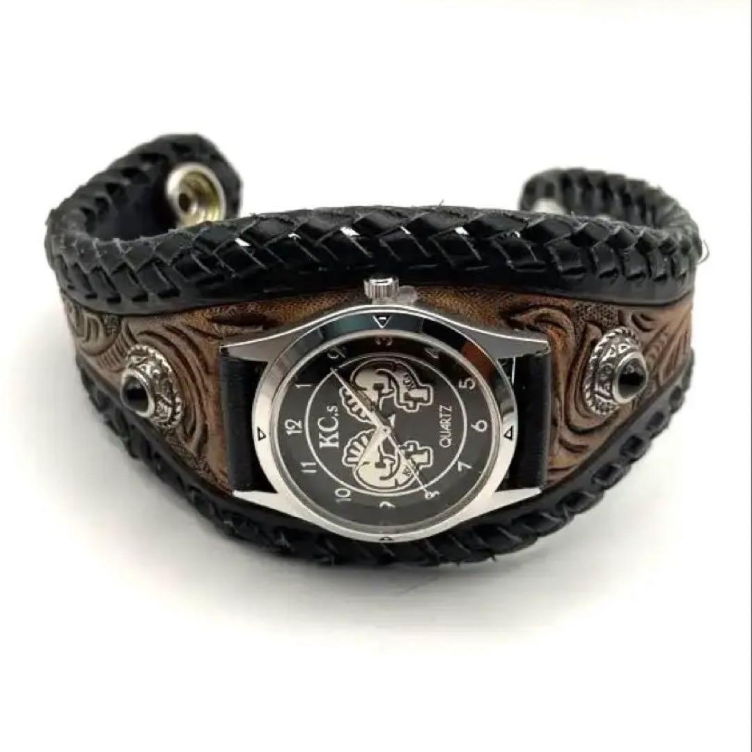 ハンドメイド　レザーバンド腕時計【KC’sクオーツムーブメント使用】
