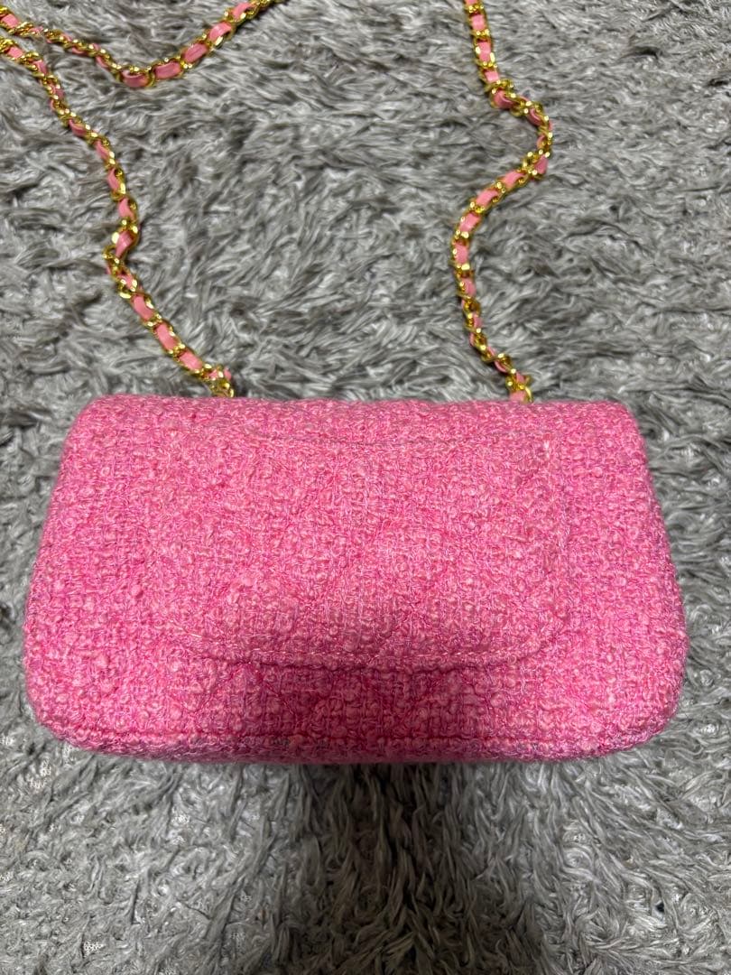 ⑩シャネル ピンク ツイード チェーンバッグ ノベルティ - メルカリ