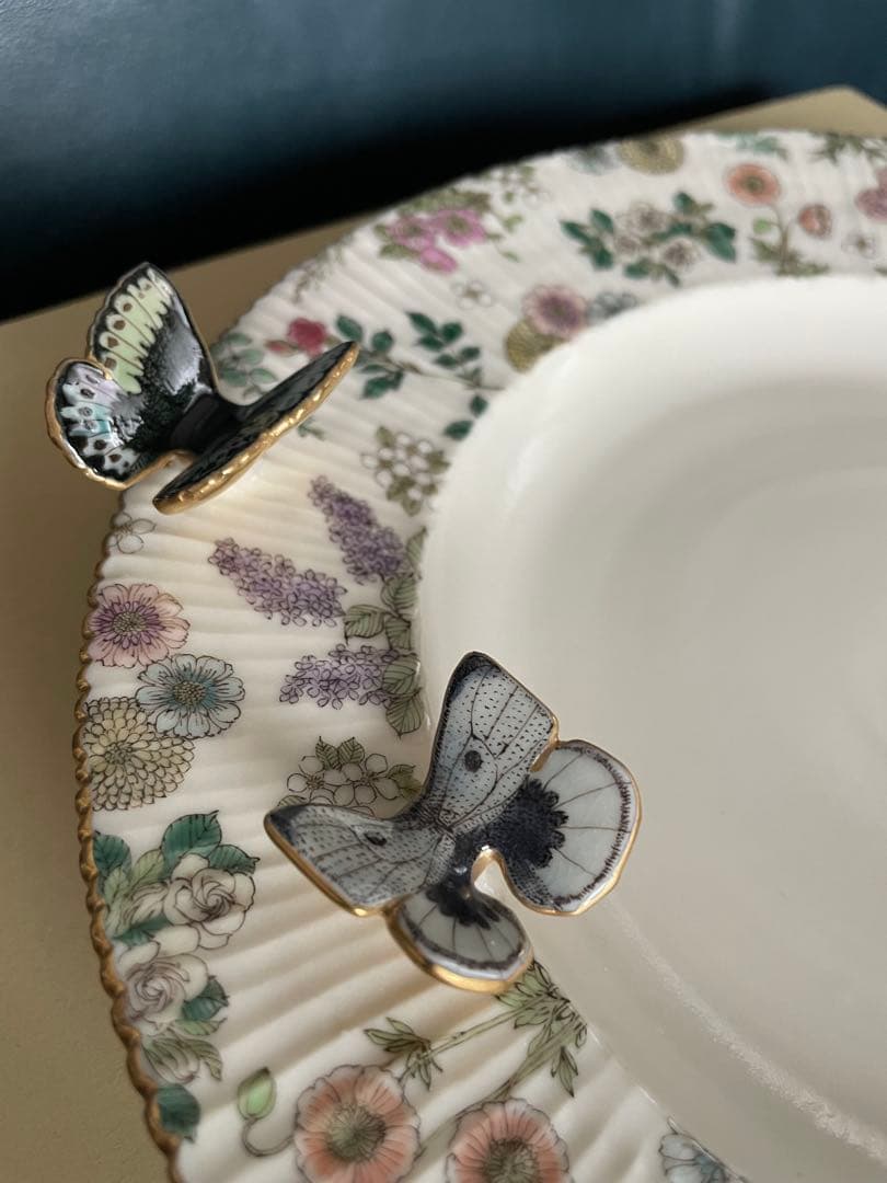 森下優理　バタフライプレート　未使用　九谷焼