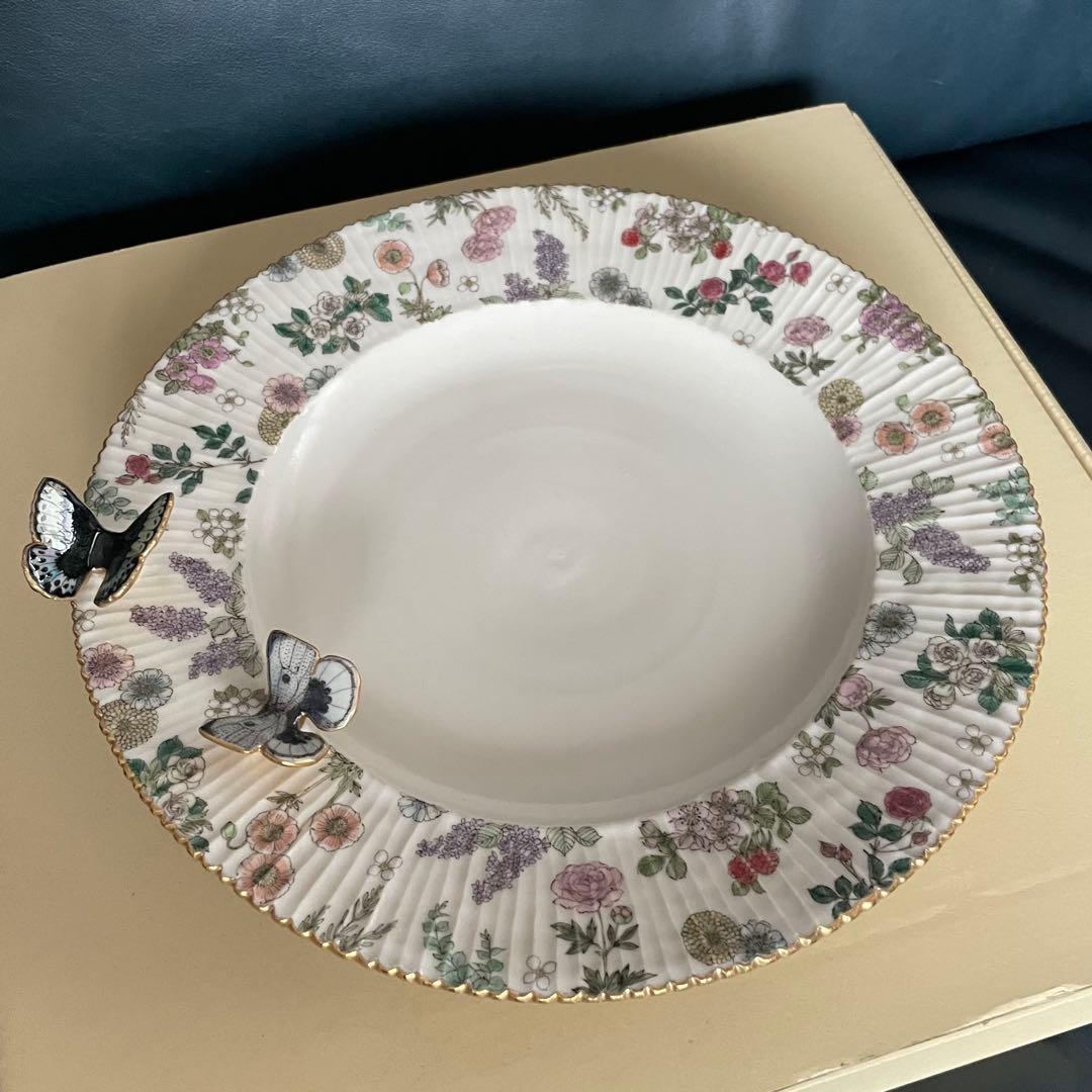 森下優理　バタフライプレート　未使用　九谷焼