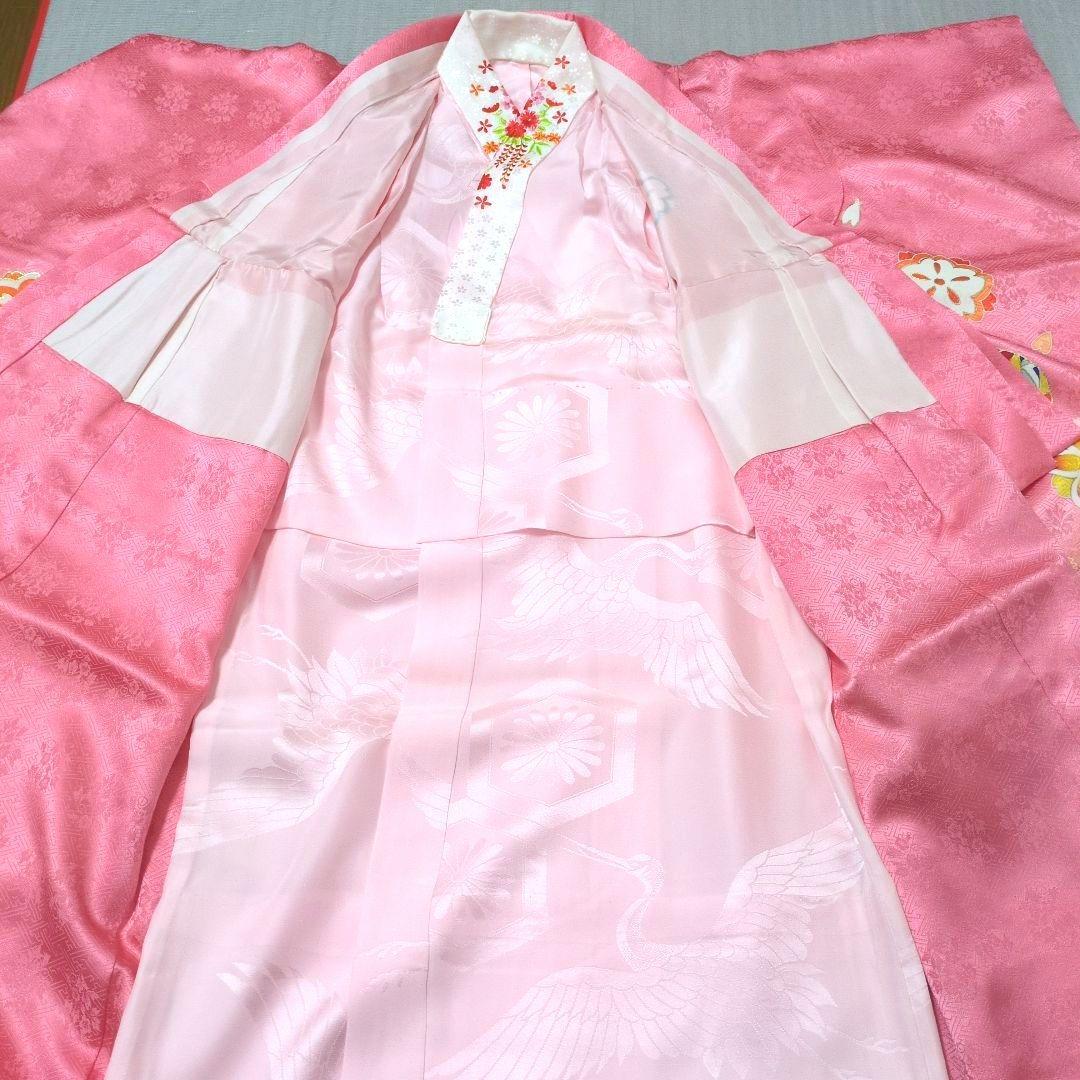 七五三フルセット　正絹　七歳　桜鞠文　1回着用　金駒刺繍　暈し染め　金彩　京友禅