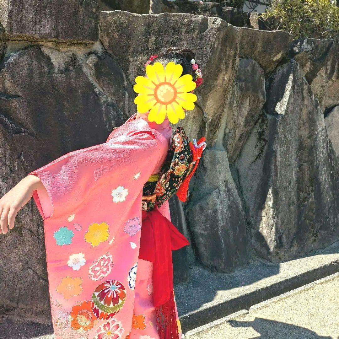 七五三フルセット　正絹　七歳　桜鞠文　1回着用　金駒刺繍　暈し染め　金彩　京友禅