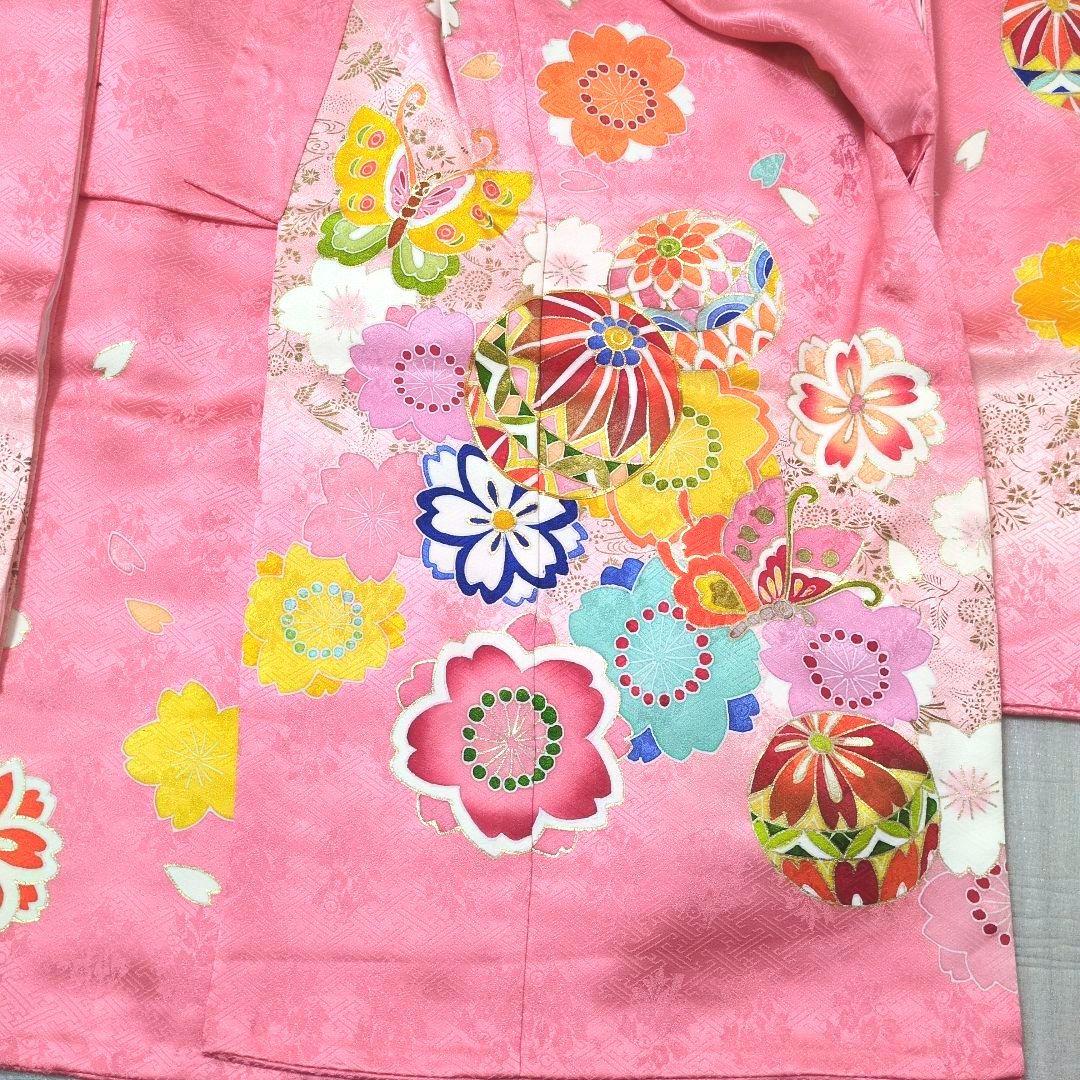 七五三フルセット　正絹　七歳　桜鞠文　1回着用　金駒刺繍　暈し染め　金彩　京友禅