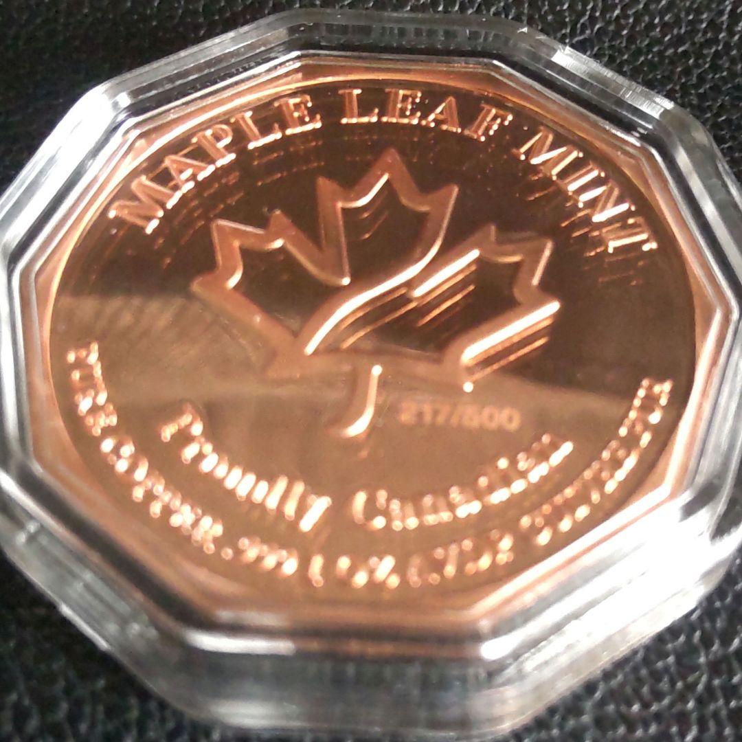 カナダ 純銅 1oz 六角形コイン ファルコン メイプルリーフミント