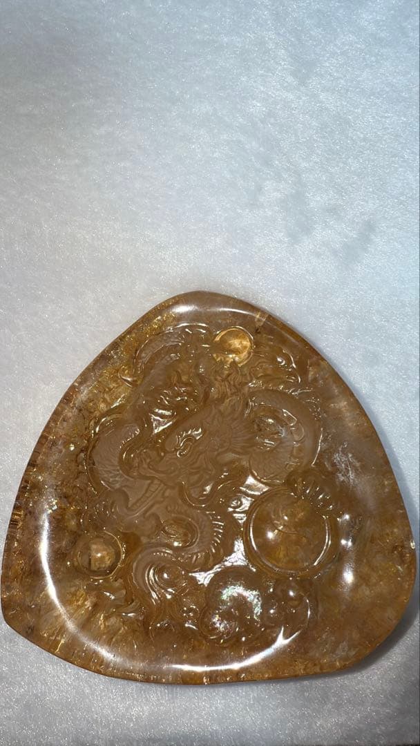 彫刻原石龍神様 宝珠 陰陽太極図 雲文 ゴールデンヒーラー リモナイト 虹 置物