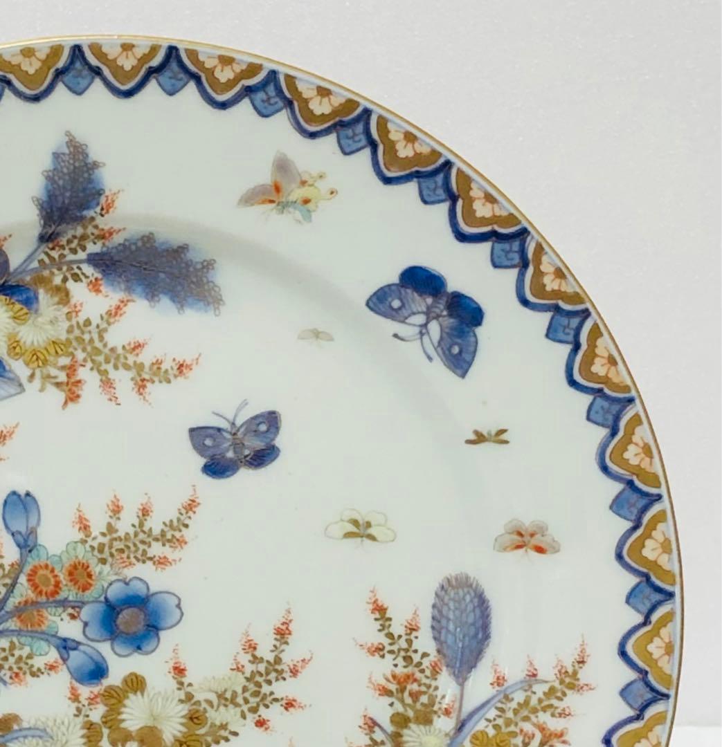 のいばら 明治香蘭社 有田焼 オールド 香蘭社 染錦上絵金彩秋草文8寸皿