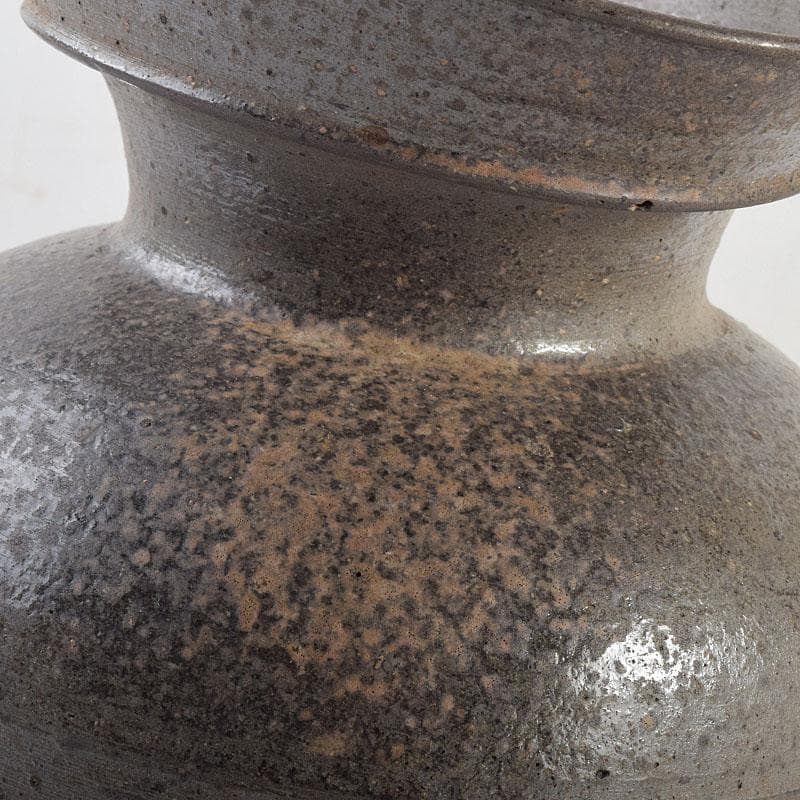 珠洲焼 有孔広口小壷 台座付 合わせ箱 C R8830H