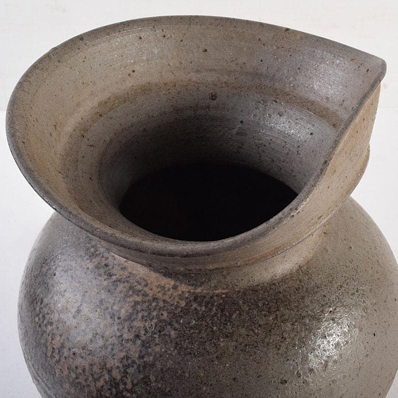 珠洲焼 有孔広口小壷 台座付 合わせ箱 C R8830H