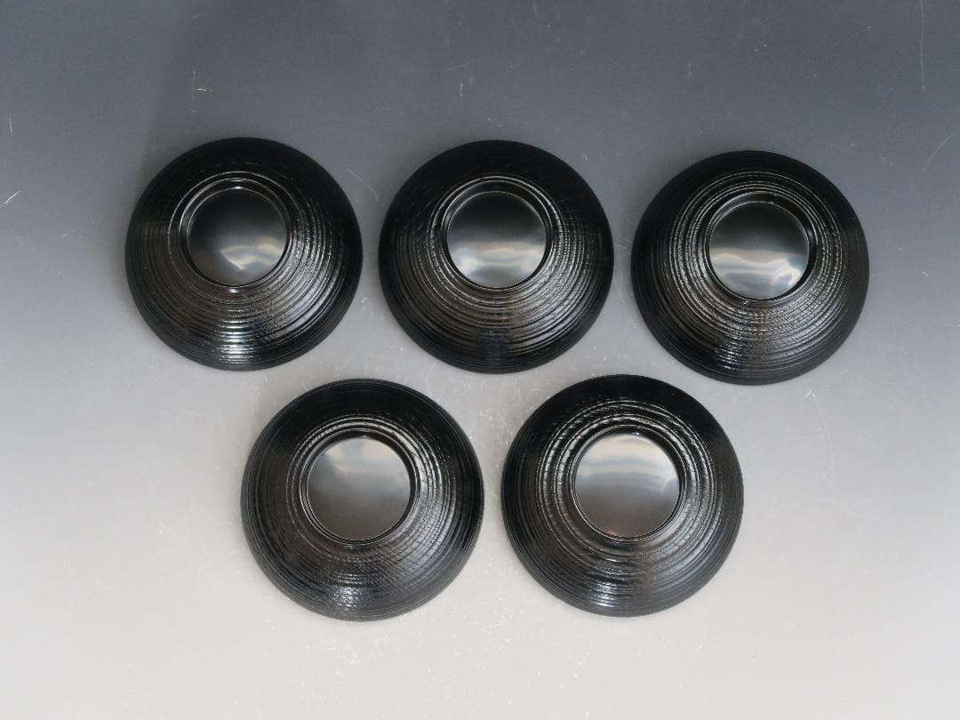 輪島塗】輪州造 日之出蕨波（わらびなみ）蒔絵 椀 五客揃 天然木