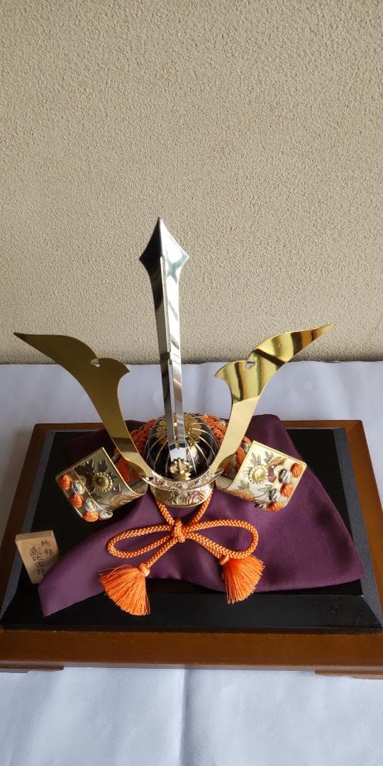 兜 剣付置物 剣付き 純銀 3号 金銀工芸家・伝統工芸士 武比古作