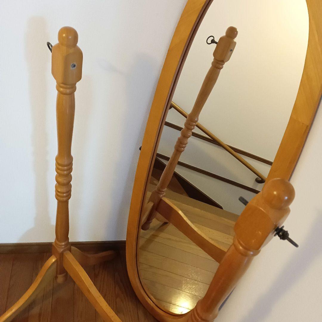 美品★ レトロ　オーバル型 アンティーク全身鏡　スタンドミラー　ヴィンテージ