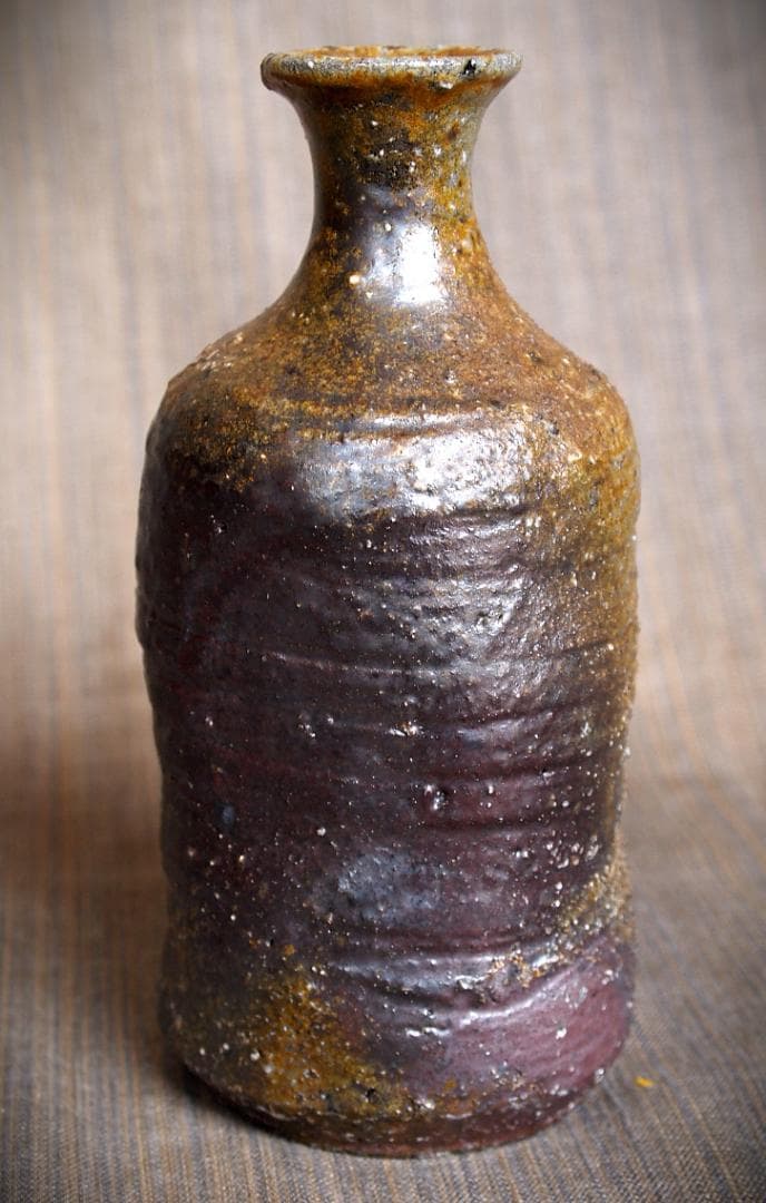 希少作★小山日出男★黒備前《窯変》徳利★黄胡麻★個展作品