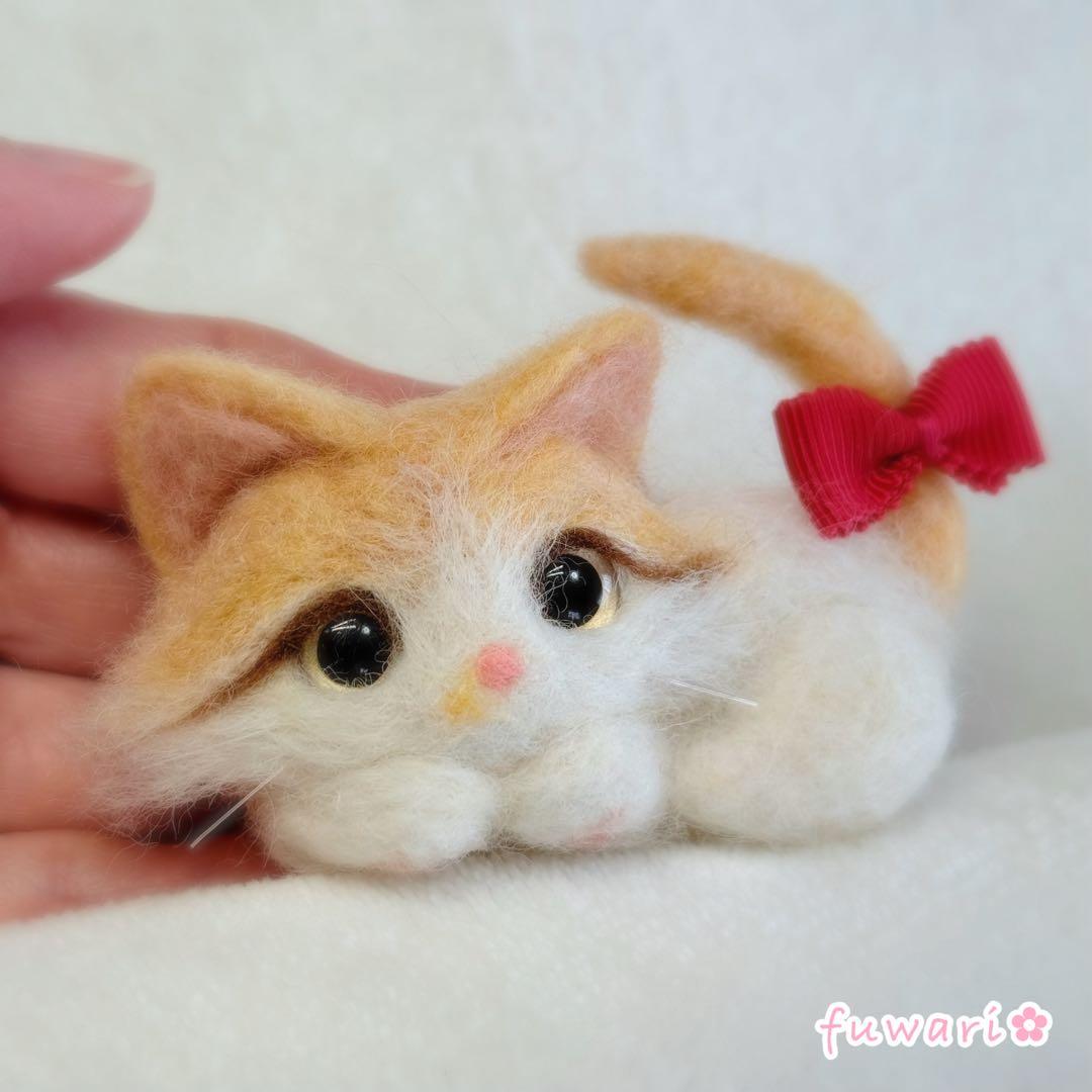 猫 羊毛フェルト 茶白ちゃん♡ 白猫ちゃん♡ スモールサイズ