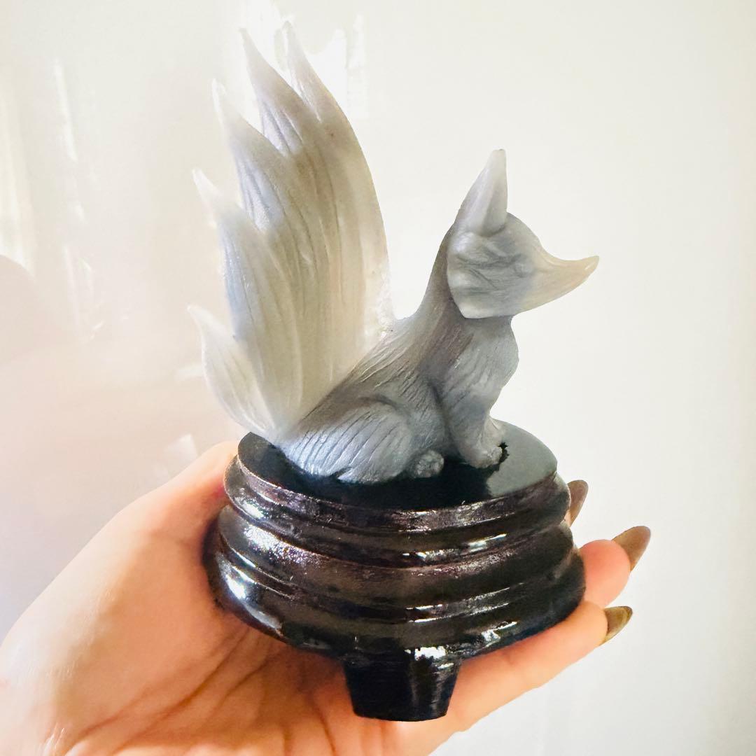 天然石　アゲート九尾の狐彫り☘︎ ݁˖.財運　パワーストーン