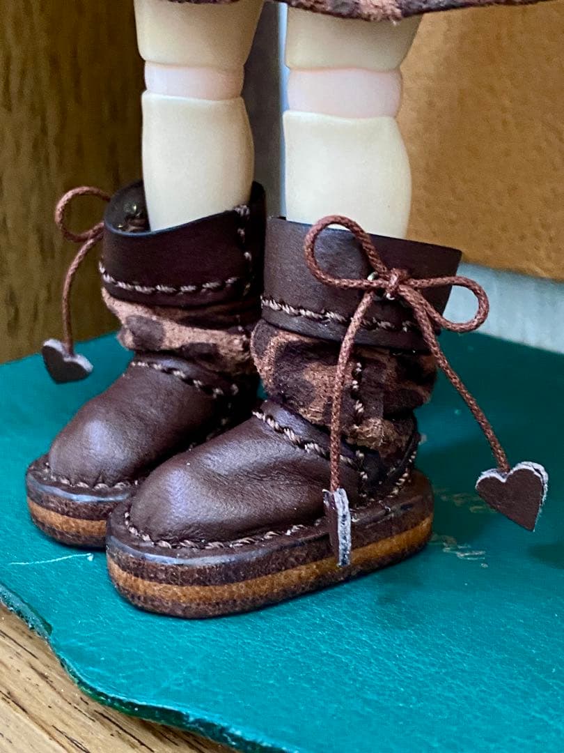 (58)モンストドールサイズ　本革クシュクシュブーツ　ハンドメイド