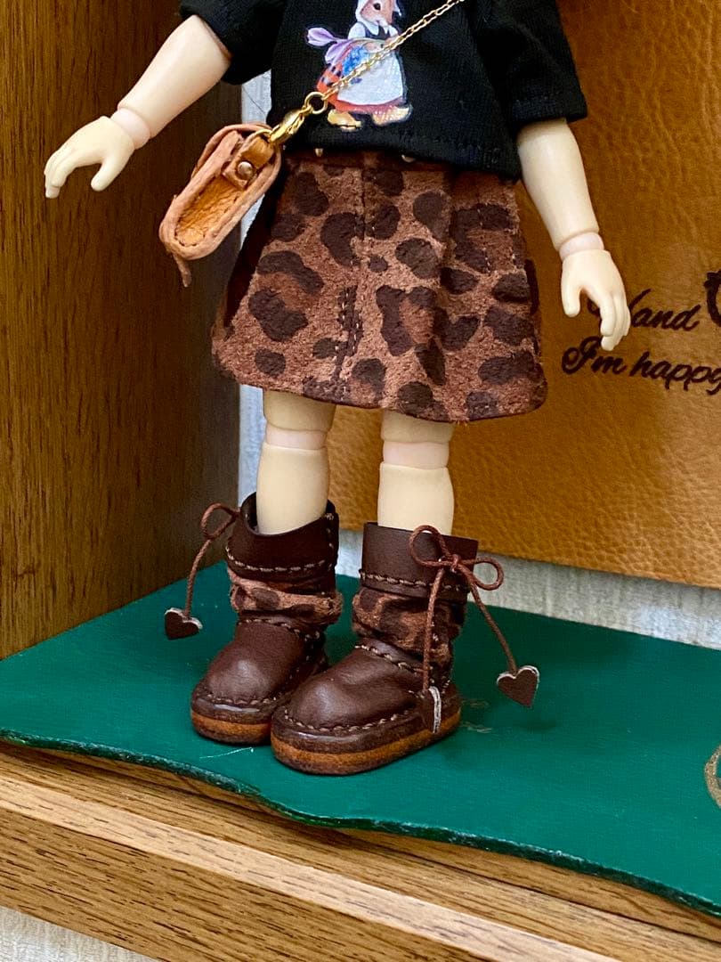 (58)モンストドールサイズ　本革クシュクシュブーツ　ハンドメイド