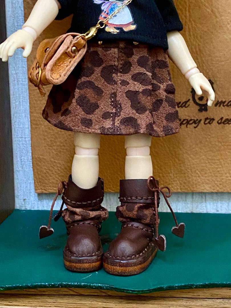 (58)モンストドールサイズ　本革クシュクシュブーツ　ハンドメイド