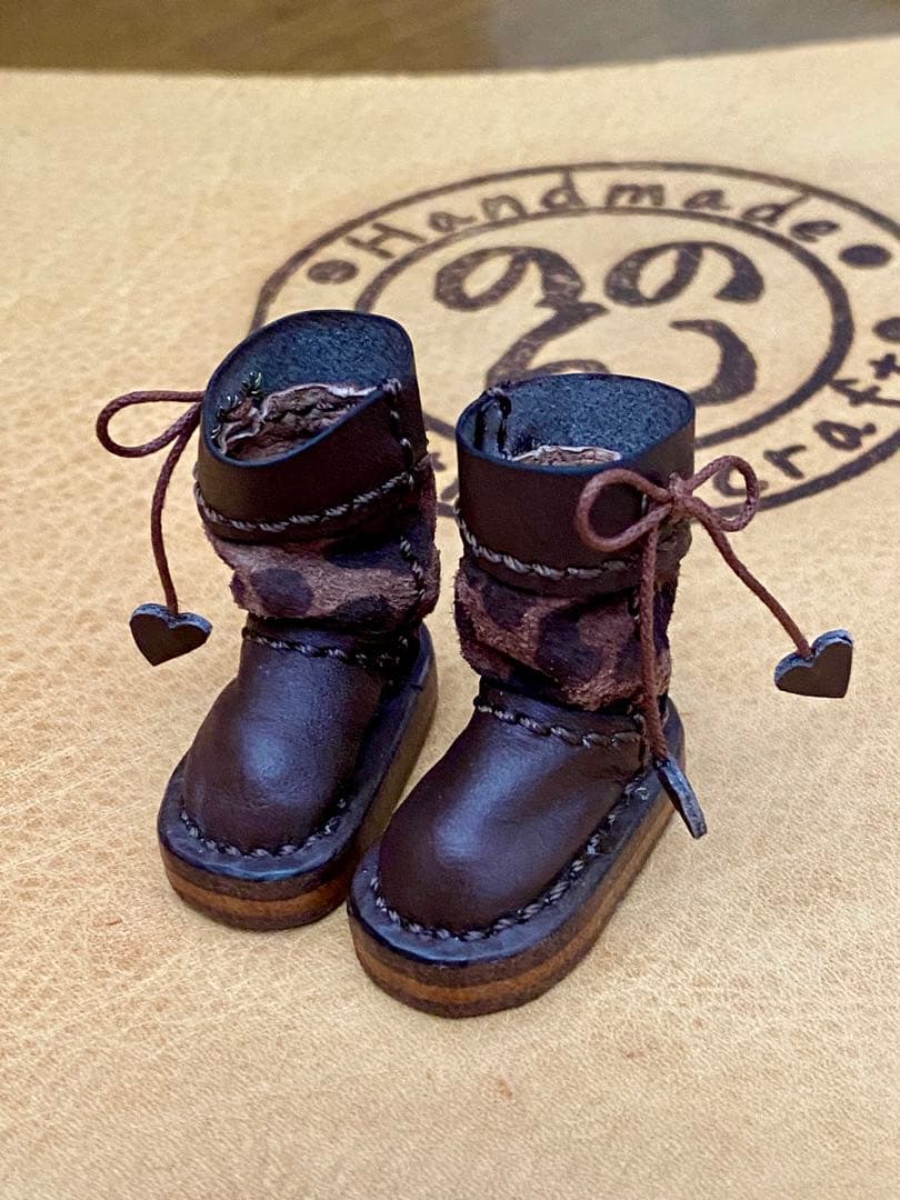 (58)モンストドールサイズ　本革クシュクシュブーツ　ハンドメイド