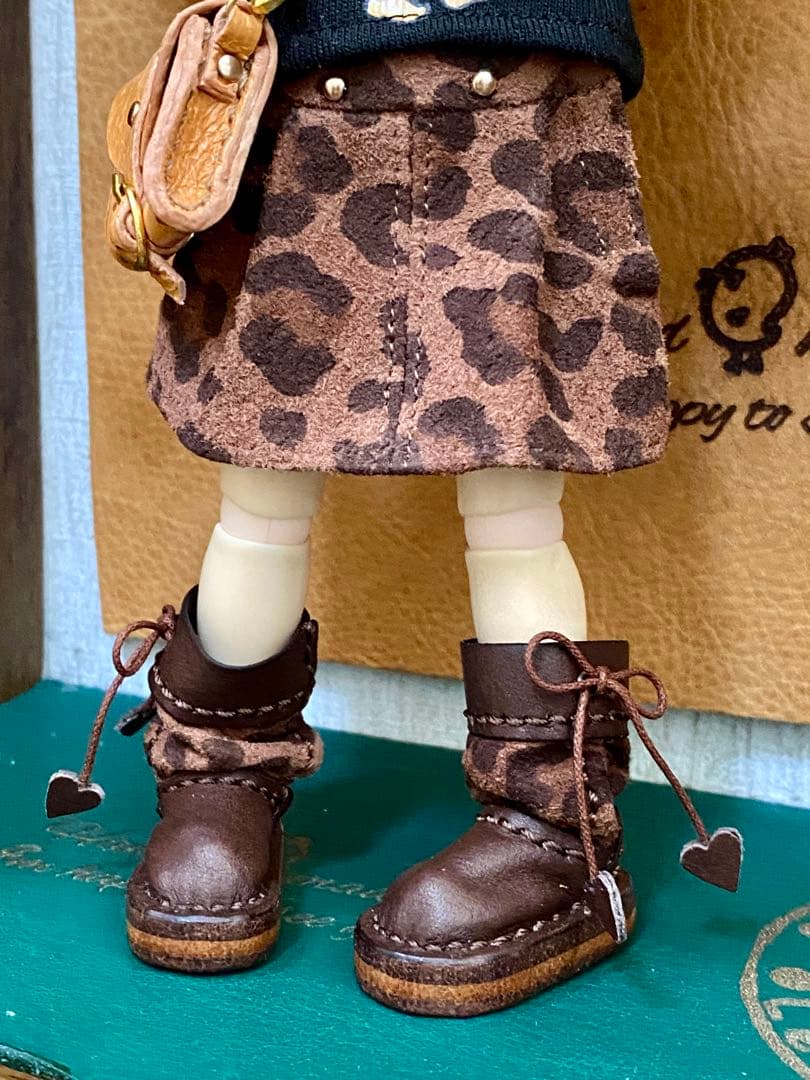 (58)モンストドールサイズ　本革クシュクシュブーツ　ハンドメイド