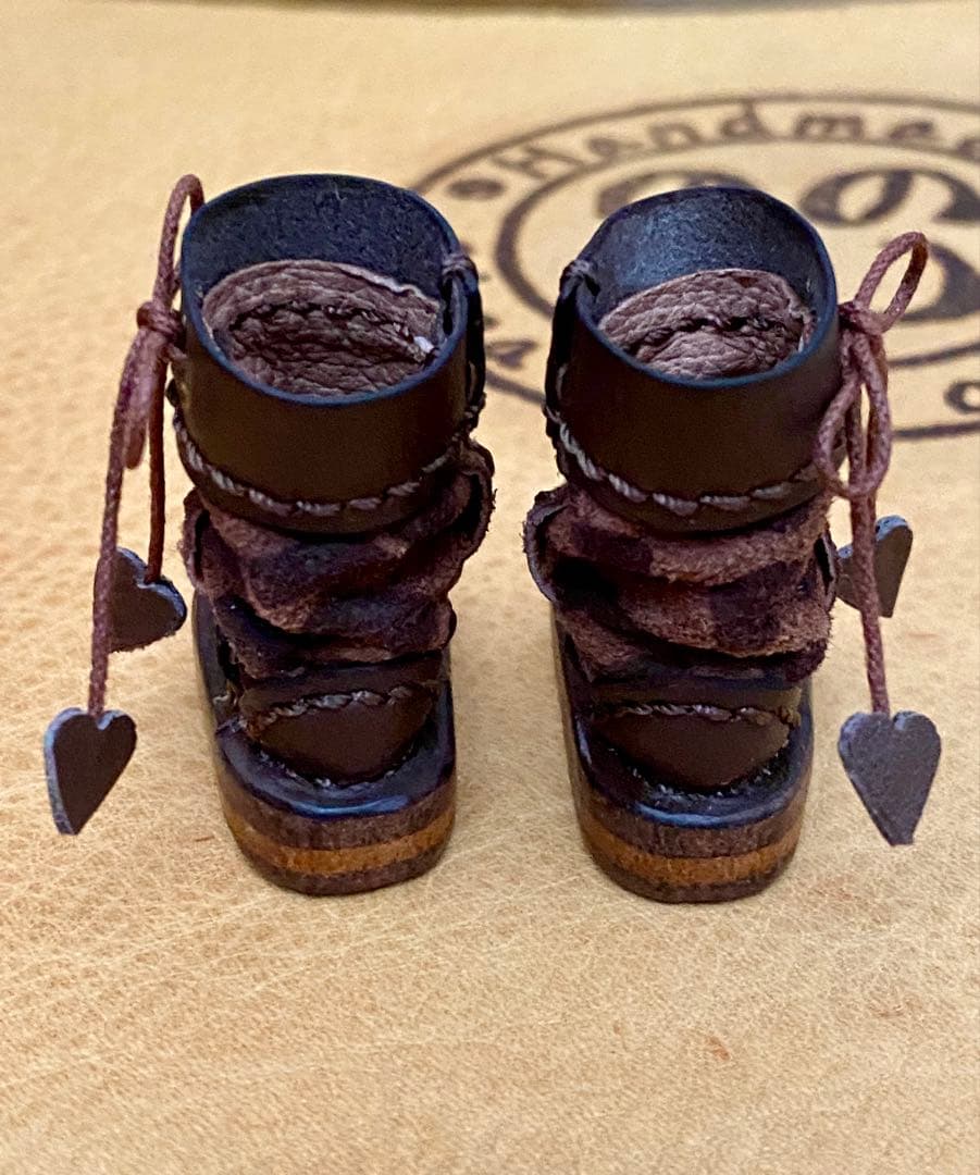 (58)モンストドールサイズ　本革クシュクシュブーツ　ハンドメイド