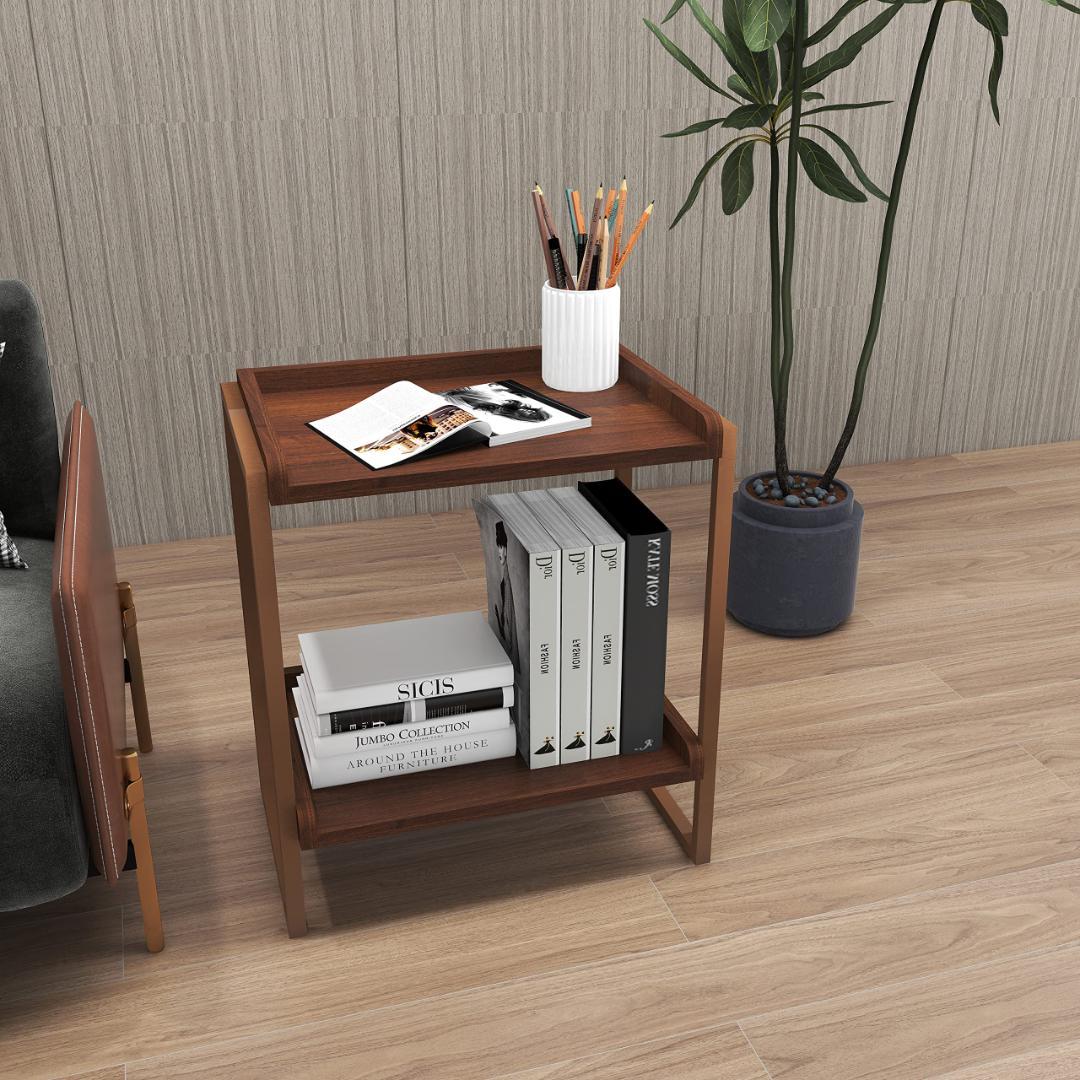 エレガント2段式四方型エンドテーブル - ソファサイド