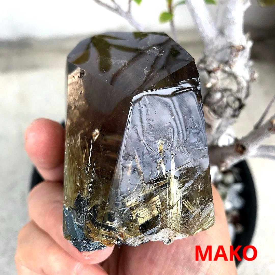 M1601☆ルチルクォーツ原石409g☆太陽放射タイチンルチル☆天然石　原石