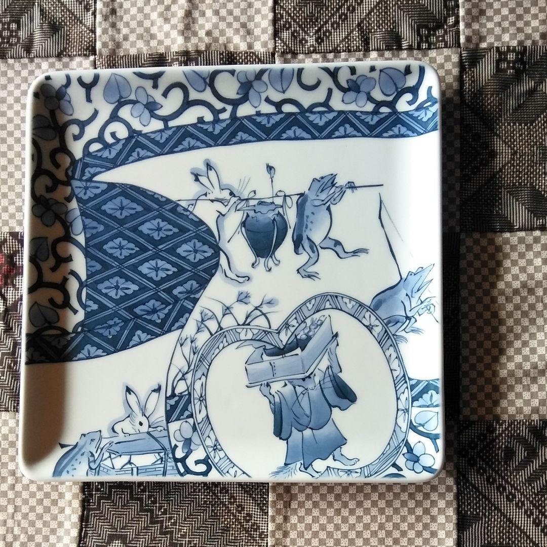 有田焼 琳泉窯 山口亜紀作 鳥獣画 角皿揃