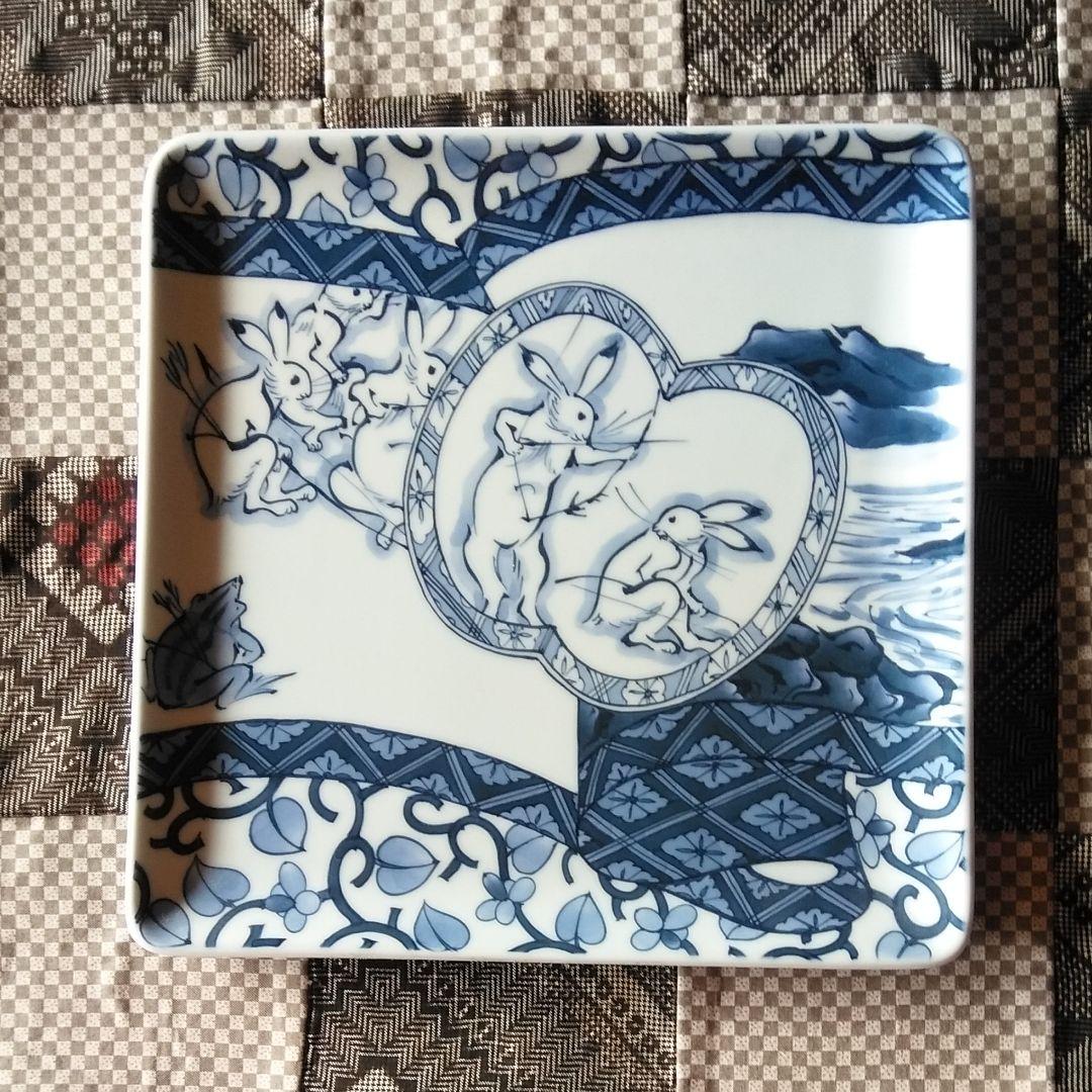 有田焼 琳泉窯 山口亜紀作 鳥獣画 角皿揃