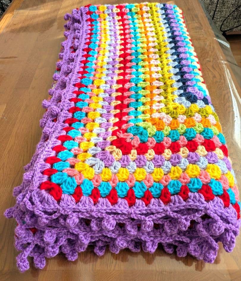 手編み マルチカバー こたつカバー ベッドカバー レトロポップ